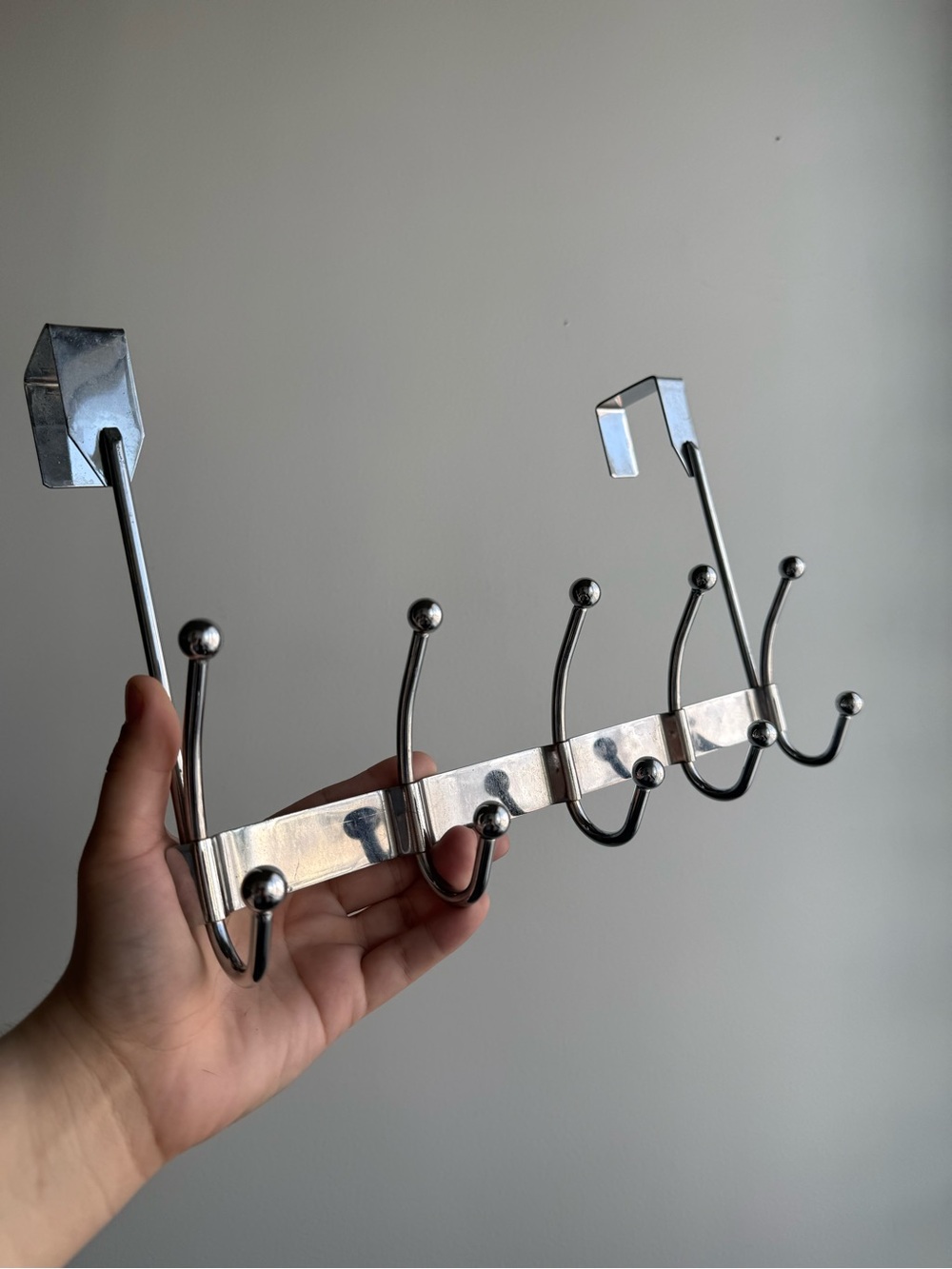 Stainless Metal Over Door Hanging Coat Towel Rack Hooks
